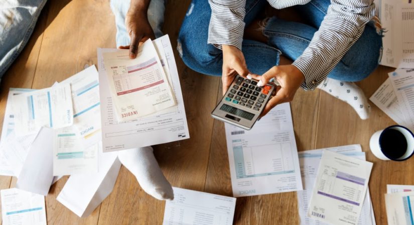 Couple sorting through their financial documents